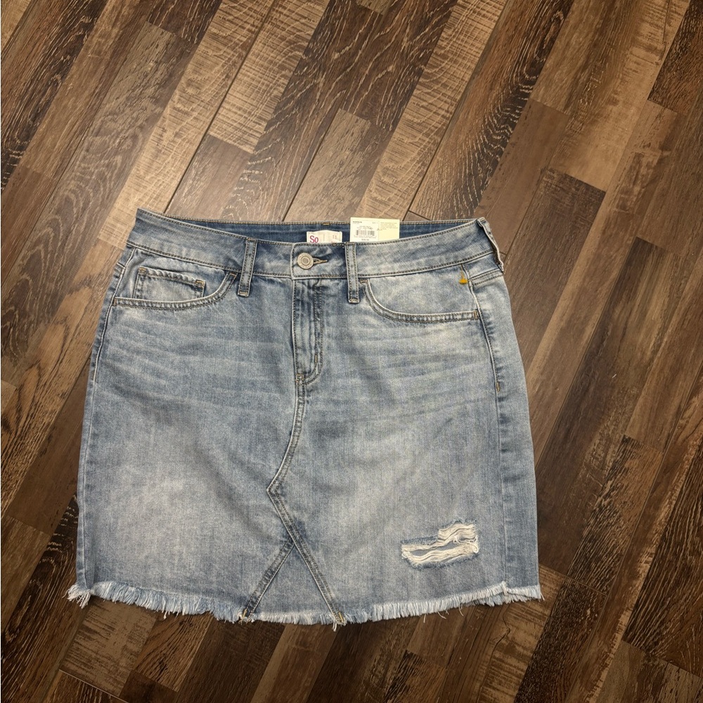 Kohl's Blue Distressed Denim Mini Skirt